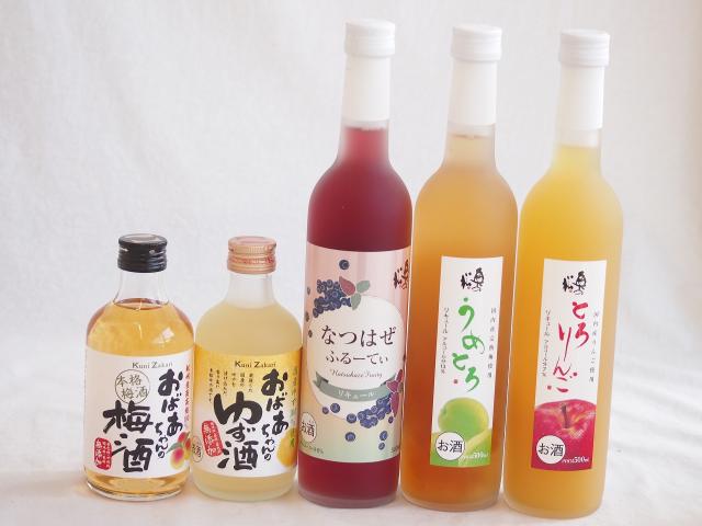 おばあちゃん梅酒飲み比べ5本セット(おばあちゃんのゆず酒 おばあちゃんの梅酒 日本酒ブレンド仕込とろりんご 日本酒ブレンド仕込うめとろ 日本酒ブレンド仕込なつはぜふるーてぃ) 300ml×2本 500ml×3本