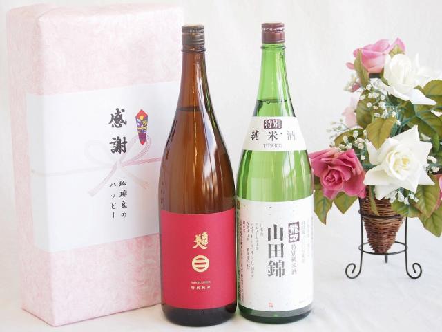 実りの秋の贈り物 日本酒特別純米酒デラックス感謝の贈り物ボックス2本セット(南部美人特別純米酒(岩手県) 本田酒造 龍力 山田錦特別純米酒(兵庫県)) 1800ml×2本