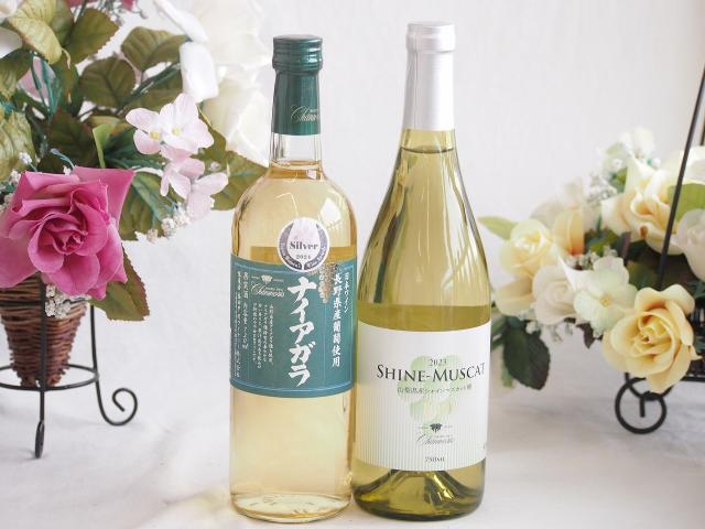 長野県産葡萄ナイアガラ種使用ワインと国産ワイン2本セット(シャインマスカット100白ワイン やや甘口(山梨県)750mlナイアガラやや甘口白ワイン(山梨県)720ml
