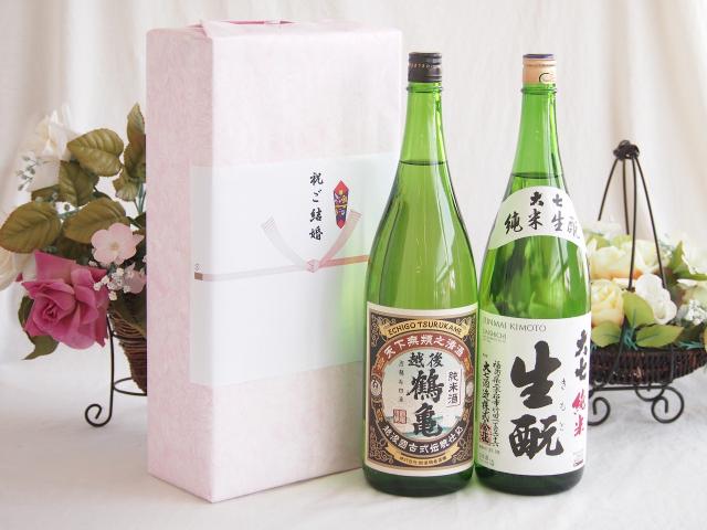 祝福の気持ちを寿々の香り日本酒セット 越後鶴亀 純米酒(新潟県)大七酒造 大七 純米生もと (福島県)1800ml×2本