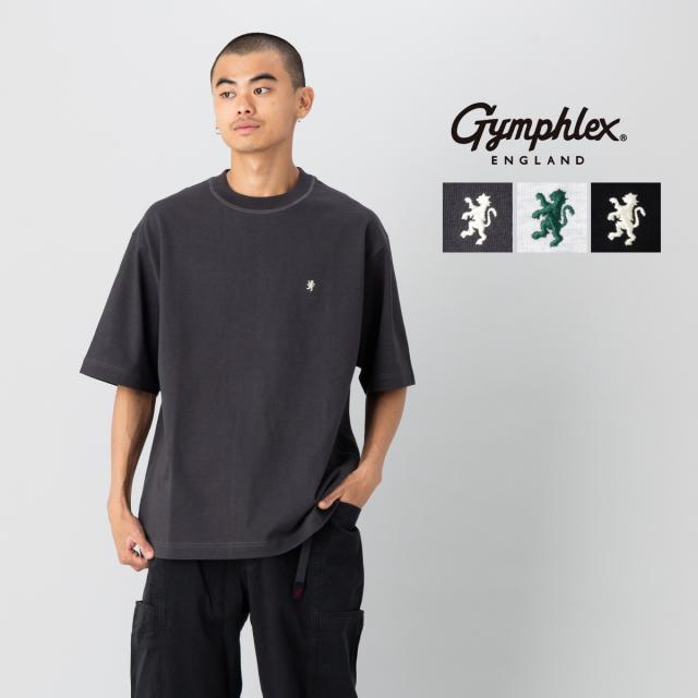 ジムフレックス GYMPHLEX クルーネックショートスリーブTシャツ メンズ コットン 綿 グレー ブラック カジュアル 半袖 ヘビーウェイトジャージー ボックスシルエット GY-C0390