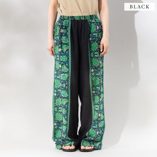 サラマリカ Sara mallika Cotton Viscorse Border Print Pants コットンビスコースボーダープリントパンツ レディース イージーパンツ ウエストゴム 裏地あり ポケットつき 花柄 ロング丈 020661SJ2_3