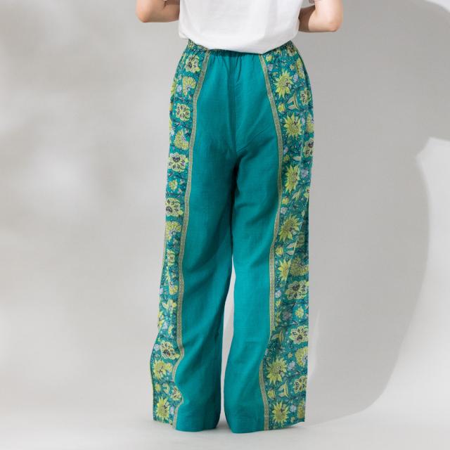 サラマリカ Sara mallika Cotton Viscorse Border Print Pants コットンビスコースボーダープリントパンツ レディース イージーパンツ ウエストゴム 裏地あり ポケットつき 花柄 ロング丈 020661SJ2_5