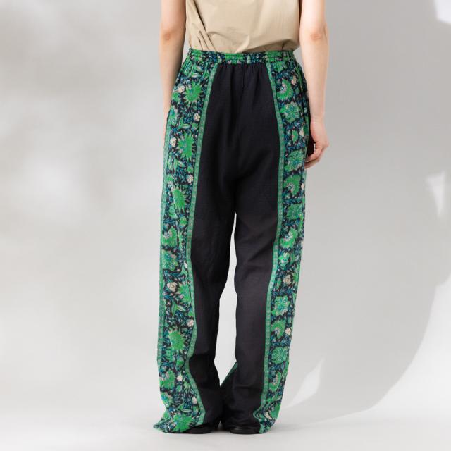 サラマリカ Sara mallika Cotton Viscorse Border Print Pants コットンビスコースボーダープリントパンツ レディース イージーパンツ ウエストゴム 裏地あり ポケットつき 花柄 ロング丈 020661SJ2_7