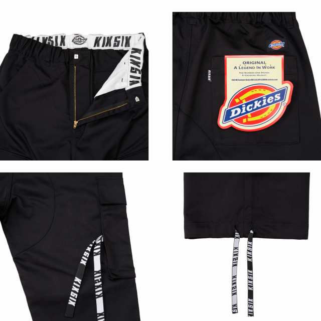 キックスシックス KIXSIX KIXSIX Dickies コラボ カーゴパンツ LOGO REPEAT TAPED CARGO PANTS  ユニセックス ブラック カーキ グレー カ｜au PAY マーケット