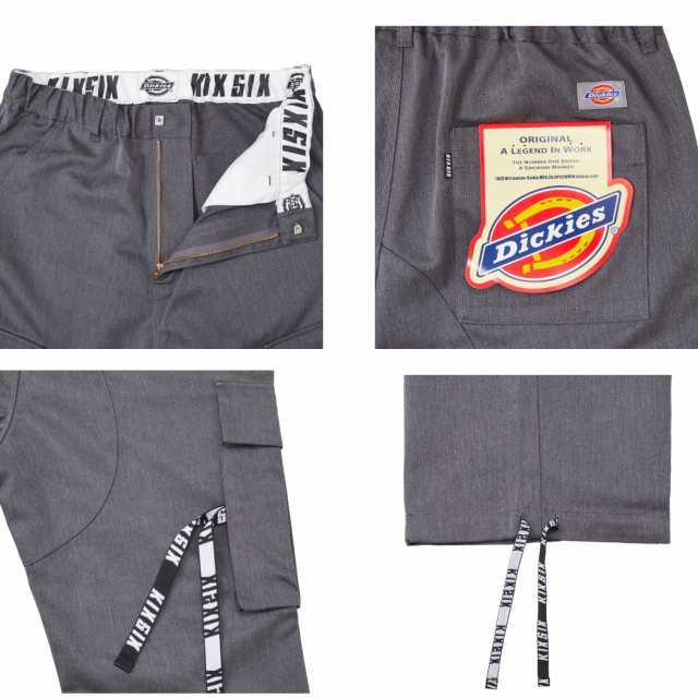 キックスシックス KIXSIX KIXSIX Dickies コラボ カーゴパンツ LOGO REPEAT TAPED CARGO PANTS  ユニセックス ブラック カーキ グレー カ｜au PAY マーケット