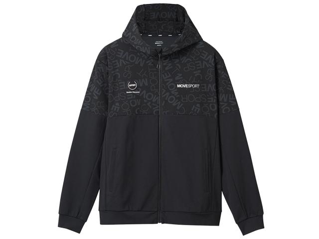 デサント DESCENTE S.F.TECH エス.エフ.テック ロゴ総柄 バックロゴ フルジップフーディー ユニセックス 秋 冬 ブラック 黒 スポーツ トレーニング パーカー ジャケット DMMXJF21-BKBK