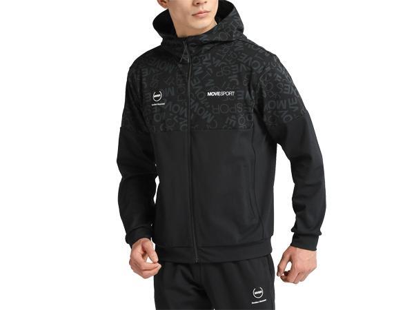 デサント DESCENTE S.F.TECH エス.エフ.テック ロゴ総柄 バックロゴ フルジップフーディー ユニセックス 秋 冬 ブラック 黒 スポーツ トレーニング パーカー ジャケット DMMXJF21-BKBK