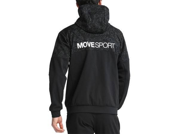 デサント DESCENTE S.F.TECH エス.エフ.テック ロゴ総柄 バックロゴ フルジップフーディー ユニセックス 秋 冬 ブラック 黒 スポーツ トレーニング パーカー ジャケット DMMXJF21-BKBK