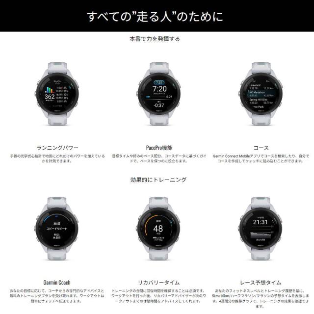 ガーミン GARMIN Forerunner 265S フォアランナー ランニングウォッチ コンパクトサイズ ブラック ホワイト ピンク スポーツ GPSスマートウォッチ 腕時計 初心者〜中級者向け 010-02810-43.44.45_9