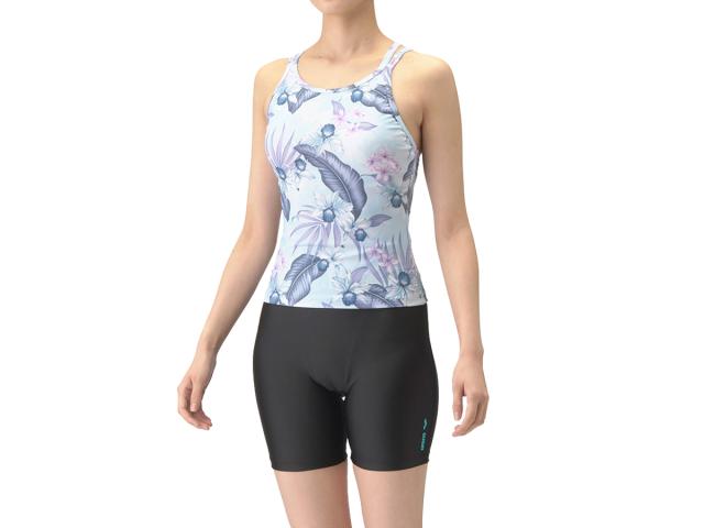 アリーナ arena フィットネスセパレーツ(ミドルレッグ 差し込みパッド) レディース ブルー 青 ブラック 黒 水泳 スイム フィットネス 水着 AS4FWF44W-BLBKの通販は