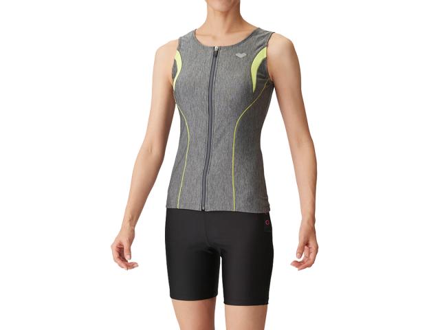 アリーナ arena すらっとセパ 大きめカラースナップ付きフルジップセパレーツ(差し込みフィットパッド) レディース グレー 灰色 ブラック 黒 水泳 スイム フィットネス 水着 LAR3241W-GYYLの通販は 10,890円