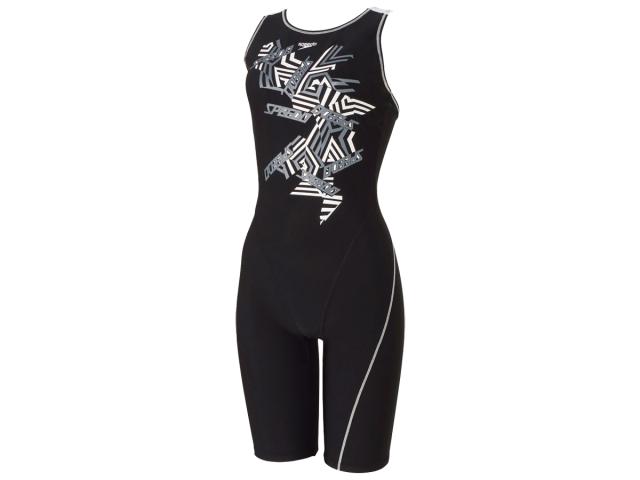 スピード speedo Geometric Logo Loosen Kneeskin ジオメトリックロゴルースンニースキン レディース ブラック 黒 水泳 スイム フィットネス 水着 オールインワン SFW12451-W