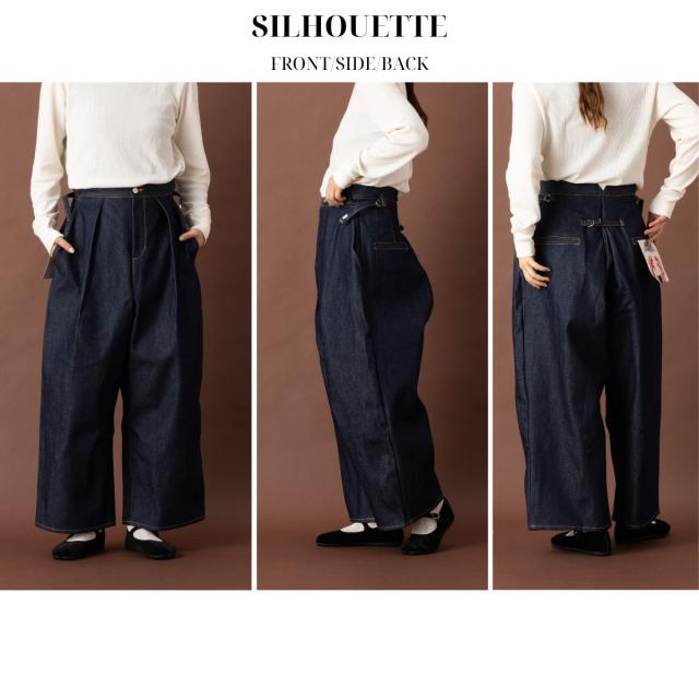 アクビ Aquvii CONTROL WIDE PANTS デニム ジーンズ ワイドパンツ レディース メンズ ユニセックス 男女兼用 フリーサイズ サイドアジャスター インディゴ ワイド ワイドシルエット オシャレ aq502_6