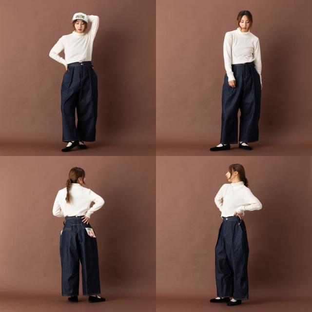 アクビ Aquvii CONTROL WIDE PANTS デニム ジーンズ ワイドパンツ レディース メンズ ユニセックス 男女兼用 フリーサイズ サイドアジャスター インディゴ ワイド ワイドシルエット オシャレ aq502_8