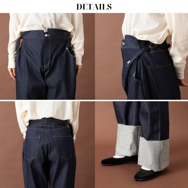 アクビ Aquvii CONTROL STRAIGHT PANTS SOVENZA デニム ジーンズ ワイドパンツ レディース メンズ ユニセックス 男女兼用 フリーサイズ サイドアジャスター インディゴ ワイド ワイドシルエット オシャレ aq509_4