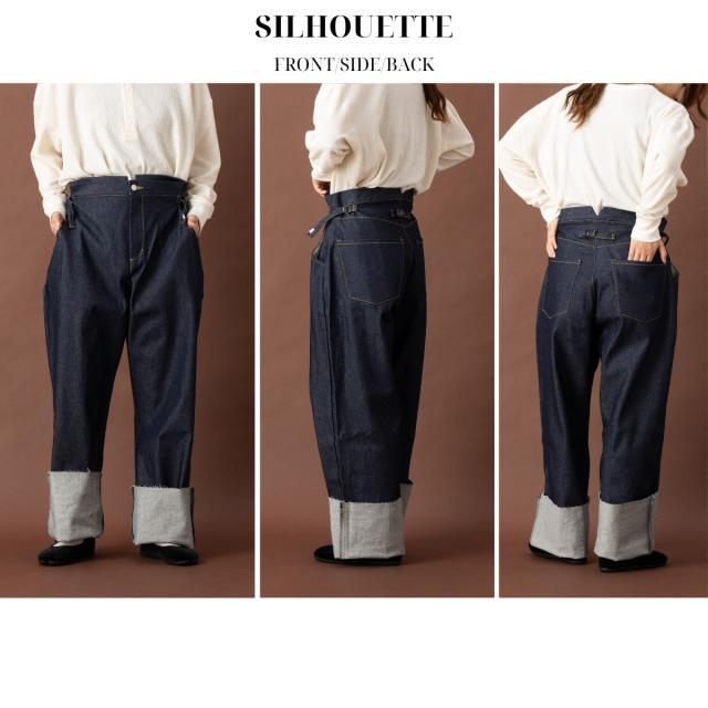 アクビ Aquvii CONTROL STRAIGHT PANTS SOVENZA デニム ジーンズ ワイドパンツ レディース メンズ ユニセックス 男女兼用 フリーサイズ サイドアジャスター インディゴ ワイド ワイドシルエット オシャレ aq509_5