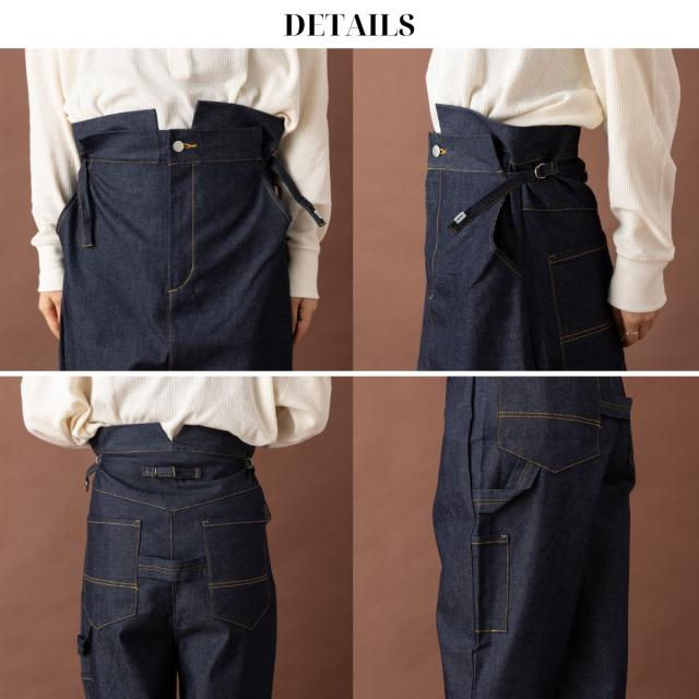 アクビ Aquvii CONTROL PAINTER PANTS WALLWORTH デニム ジーンズ ワイドパンツ レディース メンズ ユニセックス ペインター テーパード 男女兼用 フリーサイズ サイドアジャスター インディゴ ワイド ワイドシルエット オシャレ aq520_5
