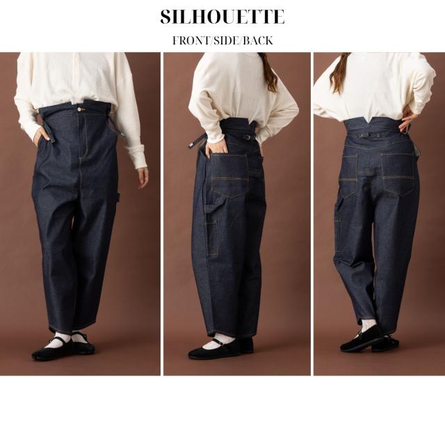 アクビ Aquvii CONTROL PAINTER PANTS WALLWORTH デニム ジーンズ ワイドパンツ レディース メンズ ユニセックス ペインター テーパード 男女兼用 フリーサイズ サイドアジャスター インディゴ ワイド ワイドシルエット オシャレ aq520_6
