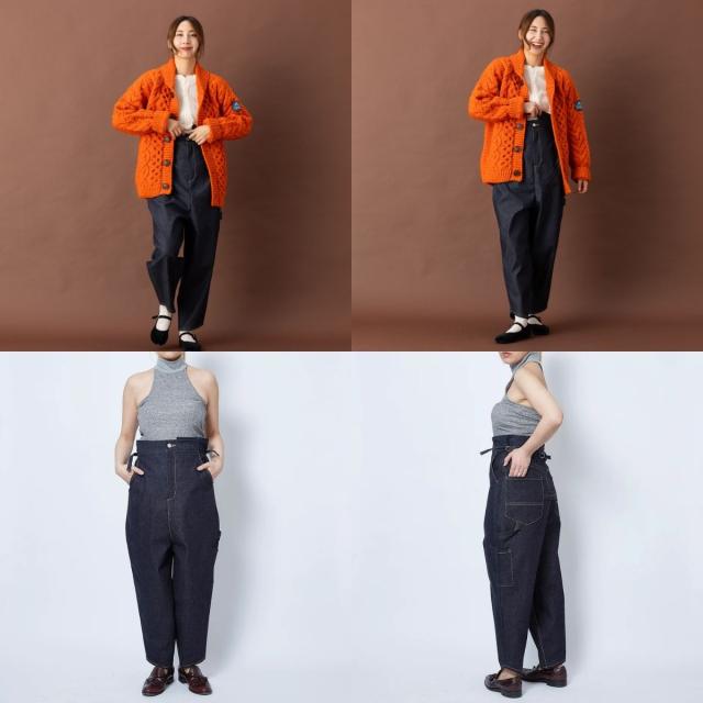 アクビ Aquvii CONTROL PAINTER PANTS WALLWORTH デニム ジーンズ ワイドパンツ レディース メンズ ユニセックス ペインター テーパード 男女兼用 フリーサイズ サイドアジャスター インディゴ ワイド ワイドシルエット オシャレ aq520_8