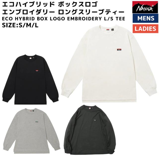 ナンガ NANGA ECO HYBRID BOX LOGO EMBROIDERY L/S TEE エコハイブリッド ボックスロゴ エンブロイダリー ロングスリーブティー メンズ レディース ユニセックス カジュアル シャツ 長袖 ロンTの通販は