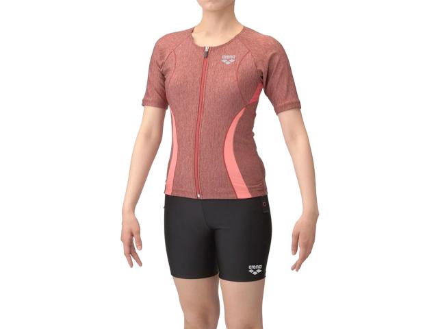 アリーナ arena すらっとセパ フィットネスセパレーツ(カバーバック ミドルレッグ 差し込みパッド) レディース オレンジ 橙 ブラック 黒 水泳 スイム フィットネス 水着 AS5SWF43L-OROR