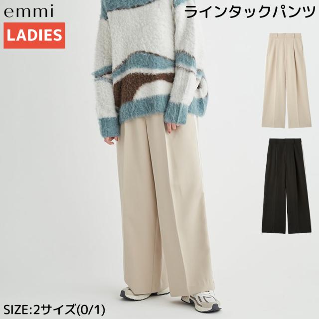 エミ emmi ラインタックパンツ レディース オールシーズン ベージュ ブラック ポケットあり カジュアル パンツ シーズンレス サイドライン シンプル きれいめ 13WFP245053の通販は