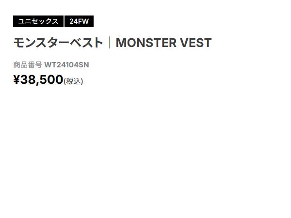 ワイルドシングス WILD THINGS MONSTER VEST モンスターベスト メンズ レディース ユニセックス 秋 冬 ナイロン ブラック 黒 カジュアル ウェア アウター 中綿 撥水 ベスト フード無し WT24104SN_10