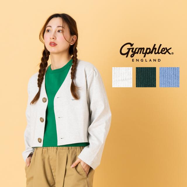 ジムフレックス GYMPHLEX ショートカーディガン レディース 春 夏 コットン 綿 ショート丈 ボタン ヘビーウェイトジャージー カジュアル ロゴ スポーティ シンプル 長袖 着心地 GY-C0440HWJ