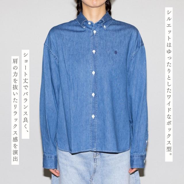 ジムフレックス GYMPHLEX ライトデニム ボタンダウン 長袖シャツ