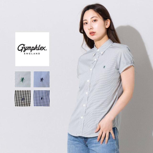 ジムフレックス GYMPHLEX フレンチスリーブシャツ 半袖ボタンダウンシャツ レディース 春 夏 ストライプ ギンガムチェック コットン 綿 カジュアル シャツ シンプル 半袖シャツ ワンポイント GY-B0242MGS GY-B0242MGG GY-B0242 10,582円