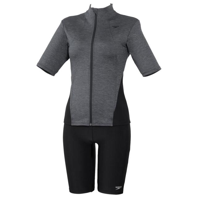 スピード speedo Short Sleeve Wavy Sepa ショートスリーブウェイビーセパ レディース グレー 灰色 水泳 スイム フィットネス 水着 SFW32501-KX
