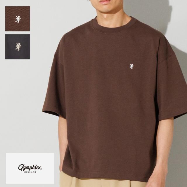 ジムフレックス GYMPHLEX コットンジャージークルーネック半袖Tシャツ メンズ 春 夏 コットン 綿 ボックスシルエット ベルト丈 カジュアル 半袖 シャツ アウトドア ロゴ 刺繍 GY-C0441DDH GY-C0441