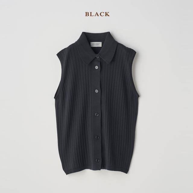 【正規取扱い販売店】ジョンスメドレー JOHN SMEDLEY リブノースリーブ襟付きニットトップス レディース 30G 30ゲージ シーアイランドコットン 綿 カジュアル ワイドリブ 袖なし ボタン きれいめ おしゃれ 天然素材 S4744_2