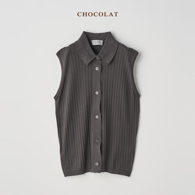 【正規取扱い販売店】ジョンスメドレー JOHN SMEDLEY リブノースリーブ襟付きニットトップス レディース 30G 30ゲージ シーアイランドコットン 綿 カジュアル ワイドリブ 袖なし ボタン きれいめ おしゃれ 天然素材 S4744_3