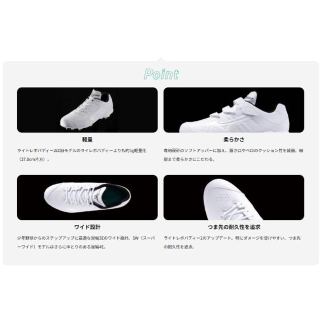 ミズノ MIZUNO ライトレボバディー2 BLT 金具スパイク 埋め込み式 一般 ベルト式 マジックテープ LIGHTREVO BUDDY2 BLT 野球 ソフトボール スパイク シューズ 白 ホワイト 高校野球 ベースボールマリオ 11GM232501