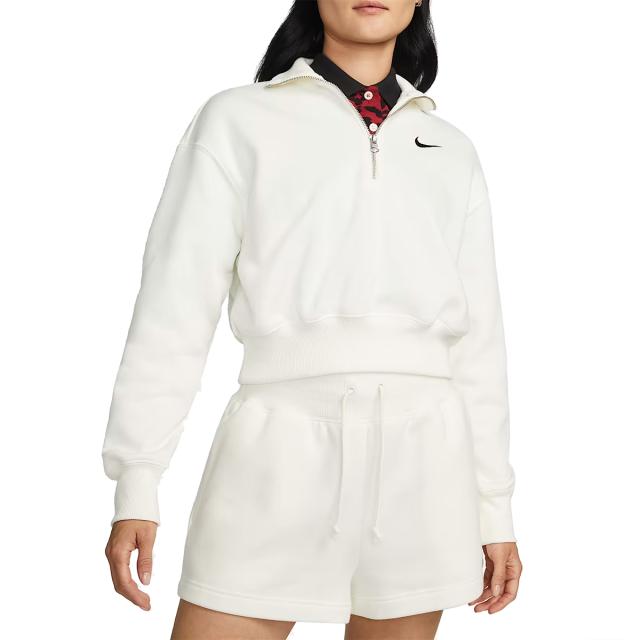 ナイキ NIKE スポーツウェア フェニックス フリース オーバーサイズド 1/2ジップ クロップ スウェットシャツ レディース 秋 冬 ホワイト 白 スポーツ フィットネス フリース スウェット DQ5768-133