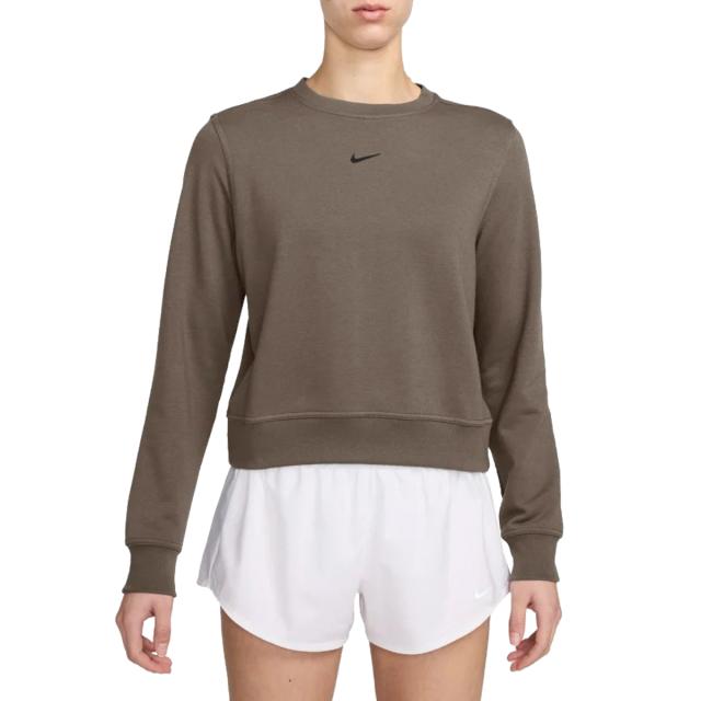 ナイキ NIKE Dri-FIT ワン クルーネック フレンチ テリー スウェットシャツ レディース 秋 冬 ブラウン 茶色 スポーツ フィットネス スウェット トレーナー FB5126-233