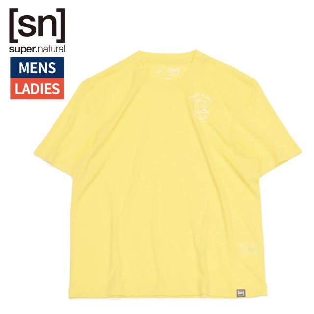スーパーナチュラル sn super.natural エスエヌ tomu×[sn] ヨガ プリント ショートスリーブ Tシャツ ユニセックス 春 夏 イエロー 黄色 スポーツ トレーニング 半袖 Tシャツ SNUJ10092-220