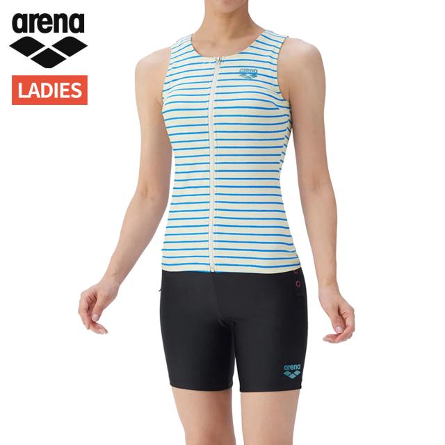 アリーナ arena すらっとセパ フィットネスセパレーツ(カバーバック ミドルレッグ 差し込みパッド) レディース ホワイト 白 ブラック 黒 水泳 スイム フィットネス 水着 AS5FWF49L-WHBK