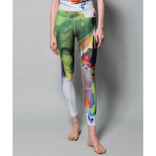 ジュリエ Julier kanako Sasaki コラボ ハイウエストレギンス レディース グリーン ブルー ヨガ 水着 UVカット 水陸両用 吸汗速乾 ホットヨガ対応 スポーツ フィットネス タイツ B1953JUP006