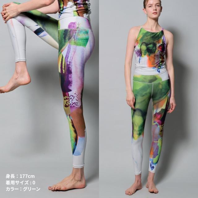 ジュリエ Julier kanako Sasaki コラボ ハイウエストレギンス レディース グリーン ブルー ヨガ 水着 UVカット 水陸両用 吸汗速乾 ホットヨガ対応 スポーツ フィットネス タイツ B1953JUP006