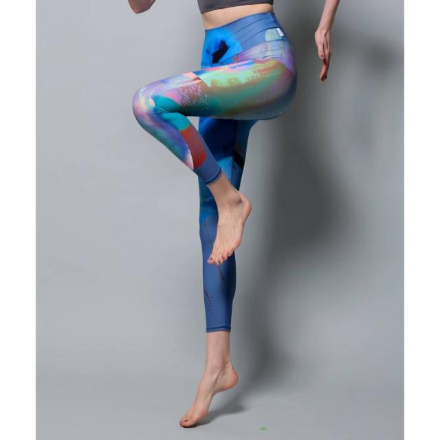ジュリエ Julier kanako Sasaki コラボ ハイウエストレギンス レディース グリーン ブルー ヨガ 水着 UVカット 水陸両用 吸汗速乾 ホットヨガ対応 スポーツ フィットネス タイツ B1953JUP006
