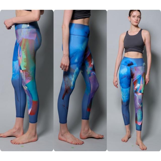 ジュリエ Julier kanako Sasaki コラボ ハイウエストレギンス レディース グリーン ブルー ヨガ 水着 UVカット 水陸両用 吸汗速乾 ホットヨガ対応 スポーツ フィットネス タイツ B1953JUP006