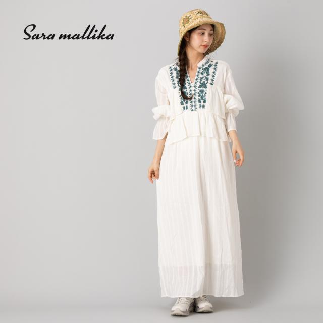 【新品未使用タグ付き】サラマリカ ☆ エンブロイダリーワンピース Sara mallika サラマリカ エンブロイダリー ワンピース ホワイト