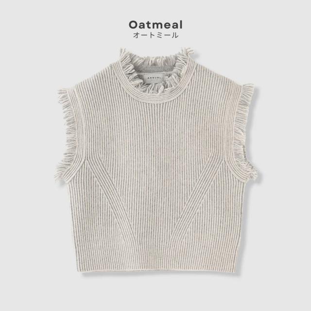 アニュアル ANNUAL Fringe Vest フリンジベスト レディース クロップド丈 ニットベスト メリノウール レイヤード おしゃれ きれいめ シンプル 柔らかい A1207-318VT01_1