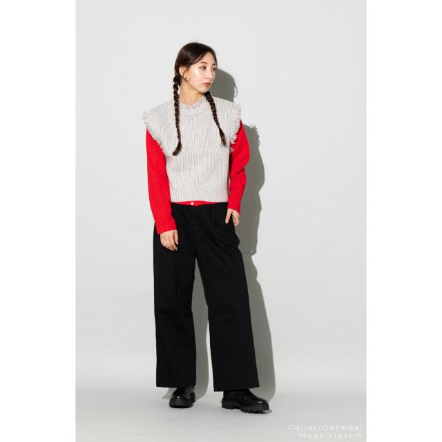 アニュアル ANNUAL Fringe Vest フリンジベスト レディース クロップド丈 ニットベスト メリノウール レイヤード おしゃれ きれいめ シンプル 柔らかい A1207-318VT01_7