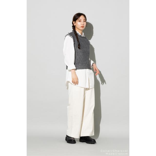 アニュアル ANNUAL Fringe Vest フリンジベスト レディース クロップド丈 ニットベスト メリノウール レイヤード おしゃれ きれいめ シンプル 柔らかい A1207-318VT01_8