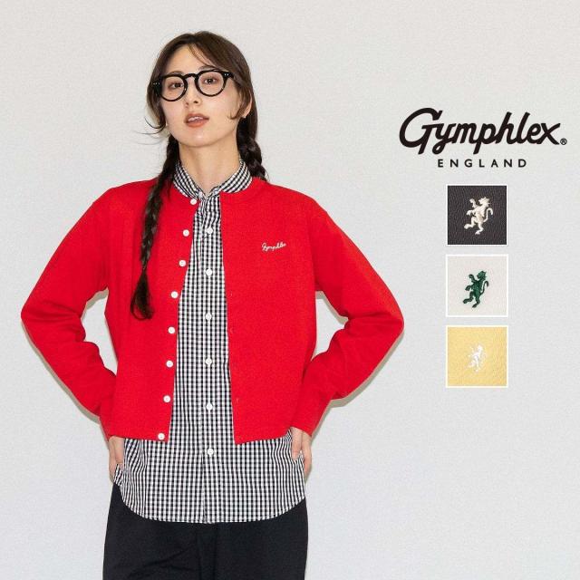 ジムフレックス GYMPHLEX ショートクルーネックカーディガン カーディガン レディース オールシーズン コットン 綿 羽織り カジュアル シンプル かわいい 刺繍 GY-C0367