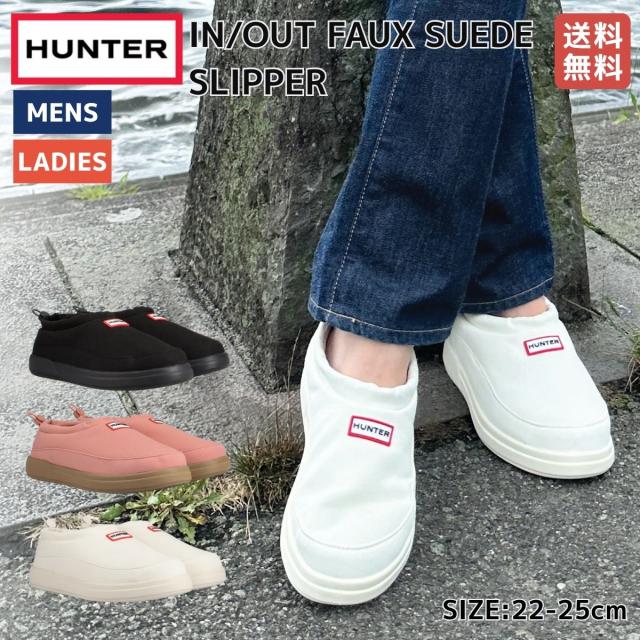 ハンター HUNTER 【正規取扱販売店】IN/OUT FAUX SUEDE SLIPPER イン/アウト ビーガン スエード スリッパ レディース ユニセックス 秋 冬 ブラック ピンク ホワイト シューズ スニーカー スリッポン アウトドア 室内履き 裏フリース あたたか キャンプ UFF7114REN